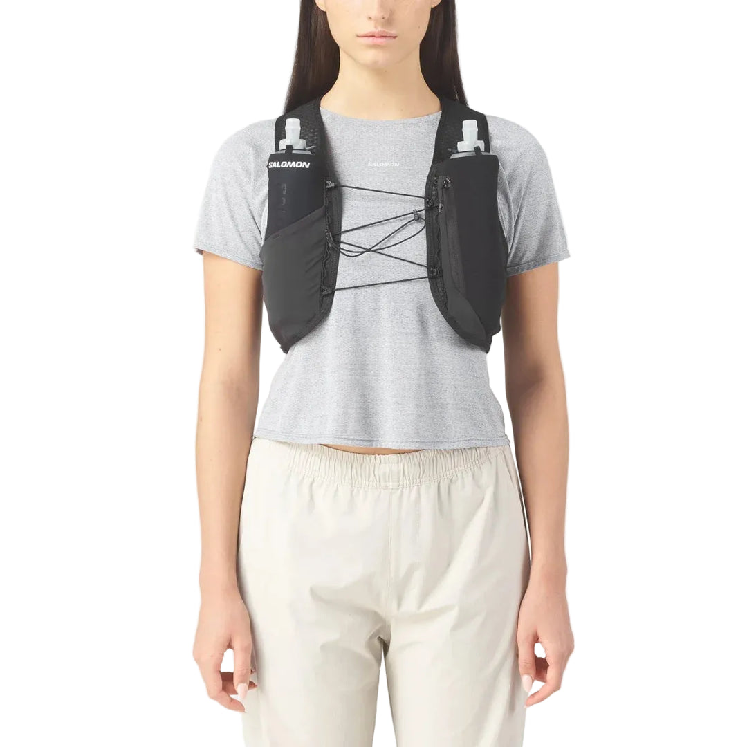 Unisex Salomon Active Skin 4L Grvl Hydration Vest with 2x500ML Flasks