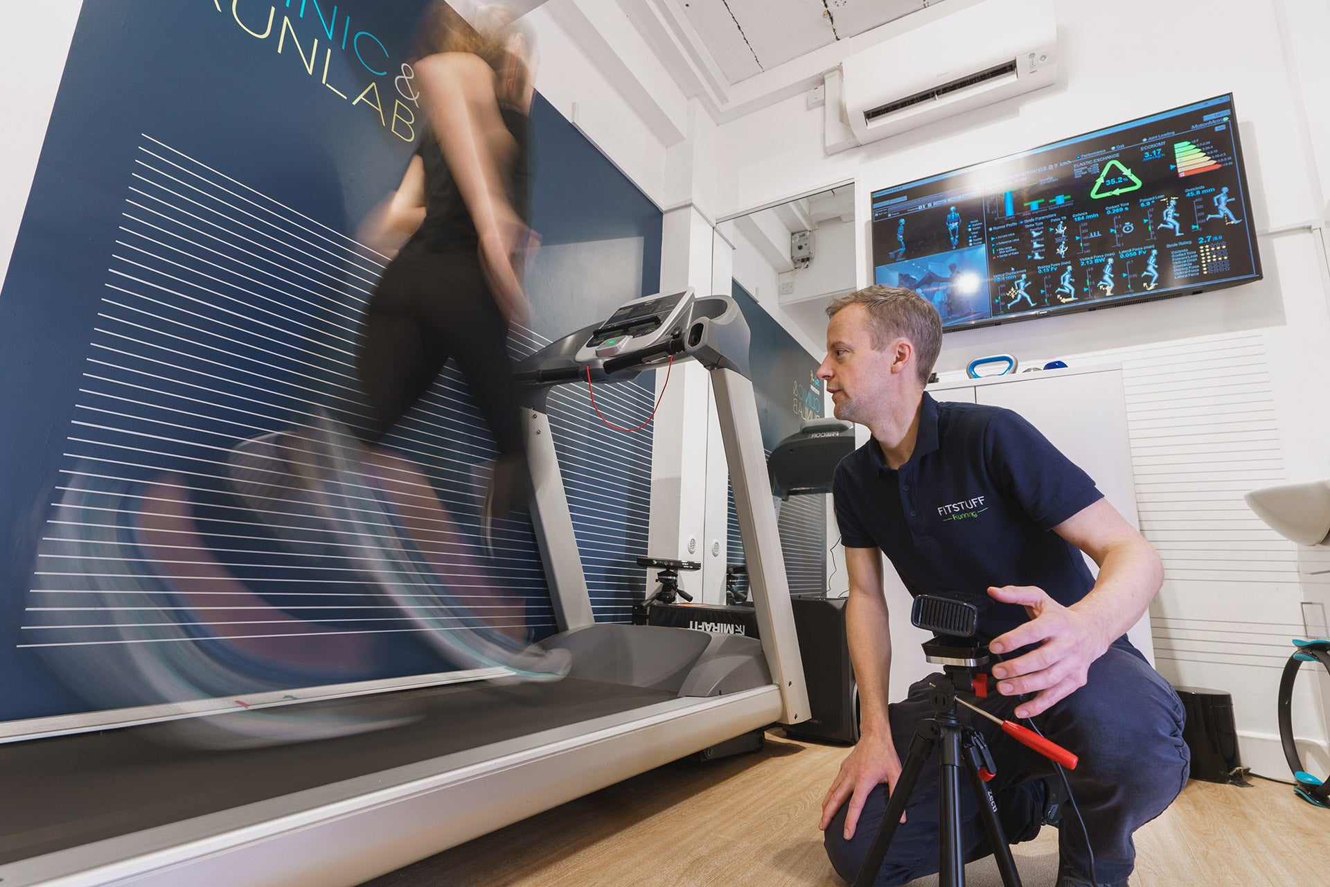 Shoe store with outlet treadmill